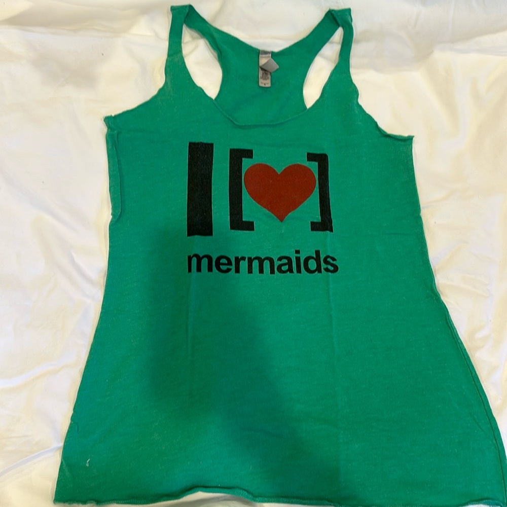 Green Solidcore racer backTank Top with Mermaid Print